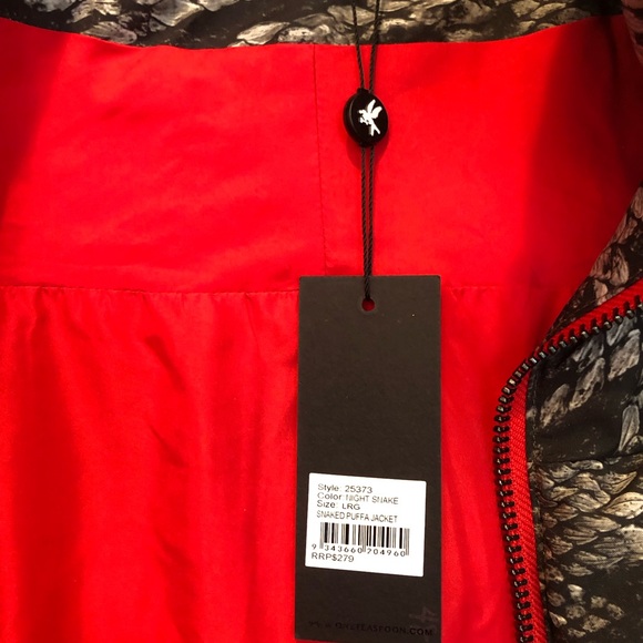 One Teaspoon Snake Print Puffer Jacket Size Large Oversized - Picture 9 of 10